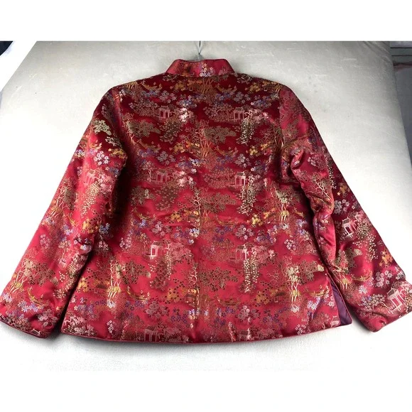 Kat Street Vintage Made in Hong Kong Chinese Asian Red Satin Jacket Women's XL - Picture 12 of 13